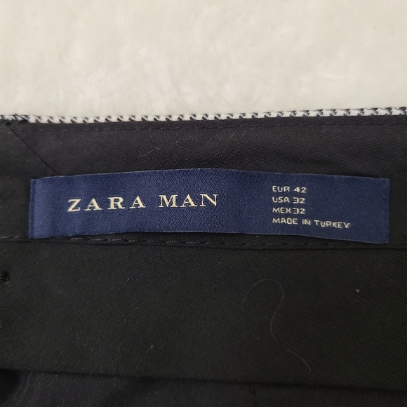 Zara Man houndstooth cuffed hem careerwear relaxed fit modern pants, Size 32 - Picture 7 of 10